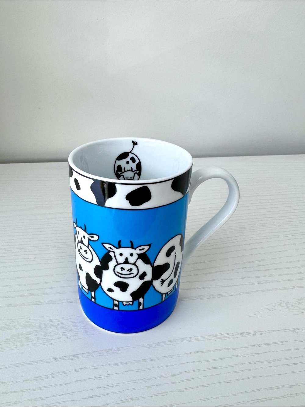 Pier 1 Imports Porcelain Cow Mug, 4” Height, Blue